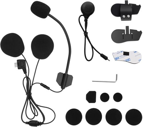 BETOWEY Kit Microfono e Altoparlanti per Casco da Moto con Accessori di Montaggio B2X Interfono Moto – Include Microfono Morbido e Rigido