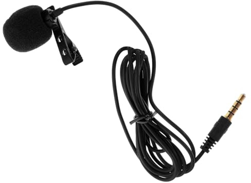 Ansteckmikrofon Lavalier Mikrofon Omnidirektional 1, 5m 1 Satz Schwarz | Geräuschreduzierung, Plug And Play, für Fernunterricht Podcast Aufnahmen Indoor Outdoor