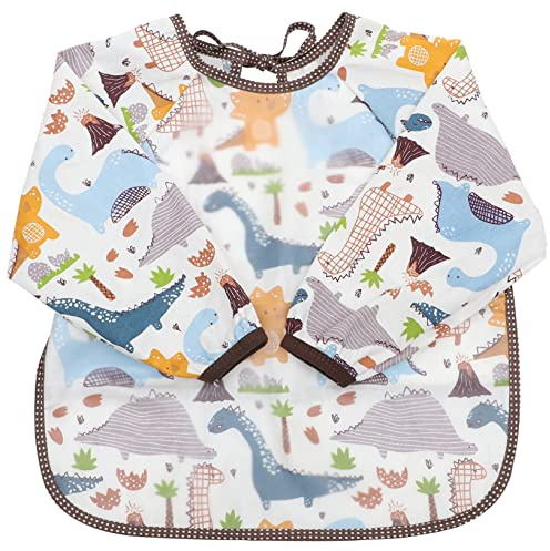 WEKAMOS Bavoir à Manches Longues Imperméable pour Garçon Fille Tablier Taches avec Poignets Élastiques et Liens Arrière Protection pour Repas et Activités Adapté Aux Bébés Ans Fourniture