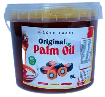 Premium Nigerian Red Palm Oil – 100% Pure & Unrefined | Natural Cooking Oil for African & Caribbean Cuisine | Rich in Vitamins A & E | Cold Pressed | 5L Bottle