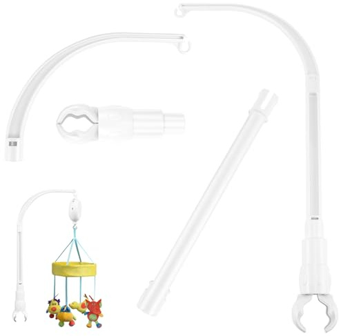 Mobile Halterung Babybett, Mobile Halterung Wickeltisch Multifuntional Mobile Baby Halterung Klingelhalterung für Aufhängung Windspiele Bettglocke Zubehör (Weiß)