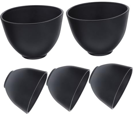 PENIKOKO 5 Cuencos de Silicona Kit Adecuado para Preparar y Mezclar Mascarillas Negro para Mascarillas Faciales Textura Flexible y Cómoda en Spa o Uso Doméstico