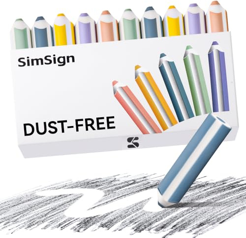 SimSign Pencil-Shaped Eraser, Coloured Rubber with Ergonomic Grip, Clean & Dust-Free Erasure, Cute Erasers Multipack 10 in 5 Colours