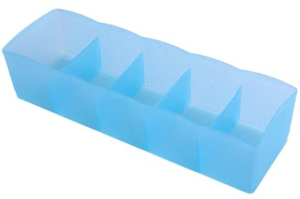 SILENRADAWN Scatola Organizer per Biancheria a 5 Scomparti in Plastica Blu | Cassetto Armadio, Adatta a Guanti e Calzini, Aiuta a Mantenere Tutto Ordinato e Risparmiare Spazio