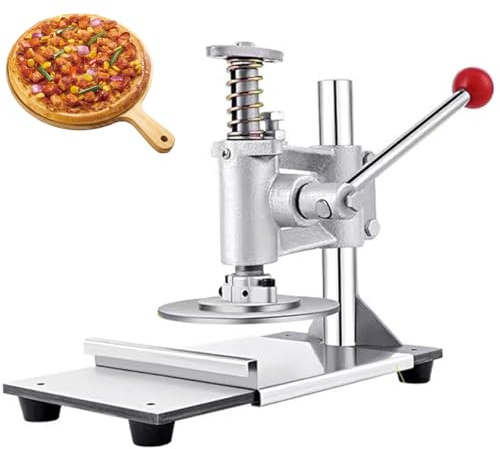 Máquina de prensa de masa para pizza, prensa manual de acero inoxidable de grosor ajustable para uso doméstico y comercial, adecuada para tartas de pizza y tortillas de 12 cm