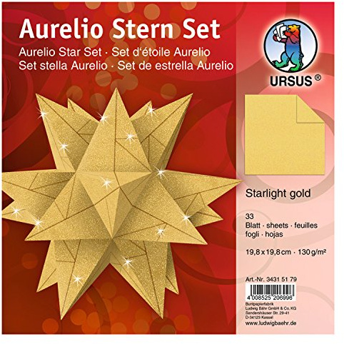 Ursus 34315178 - Faltblätter Aurelio Stern, Starlight, 19,8 x 19,8 cm, gold matt