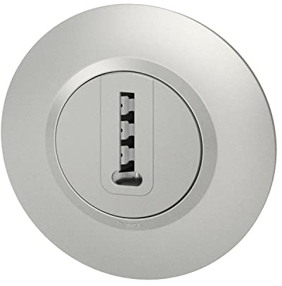 Legrand - Prise téléphone en T dooxie livrée avec plaque ronde alu avec bague effet chrome - emballage blister