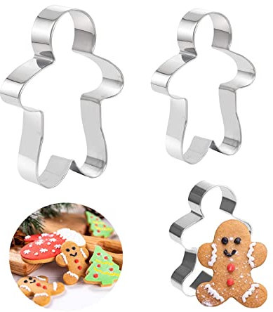 Azexcy Set di 3 Biscotti Gingerbread Man Natale Formine per Biscotti a Forma di Omino di Pan di Zenzero in Acciaio Inox
