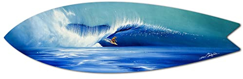 DECLINA Surfboard Deko Funny Waves Surfboard Deko Surfboard Alu-Dibonddruck Wanddeko 100x30cm
