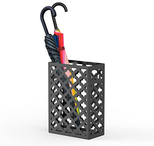 Mango Steam Trellis Umbrella Holder Stand for Home or Office Entryways (Black, Trellis)