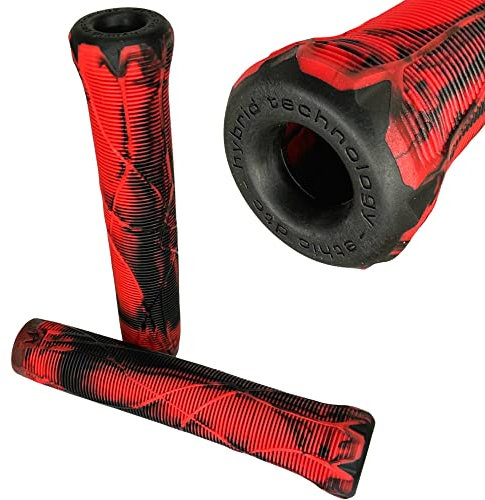 Ethic DTC Stunt-Scooter Griffe 150mm & 160mm Länge I Mit barends I Trick I Tret I Kinder I Freestyle I Roller I Grips I Lenkergriff I BMX I MTB I Fahrrad I (Schwarz/Rot, V2)