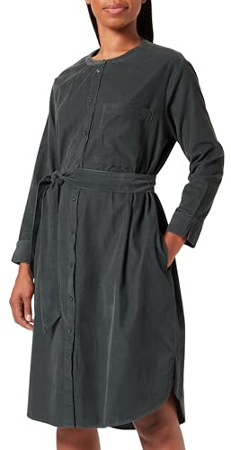 s.Oliver Robe Chemise pour Femme en Velours côtelé Vert 38, Vert, 40