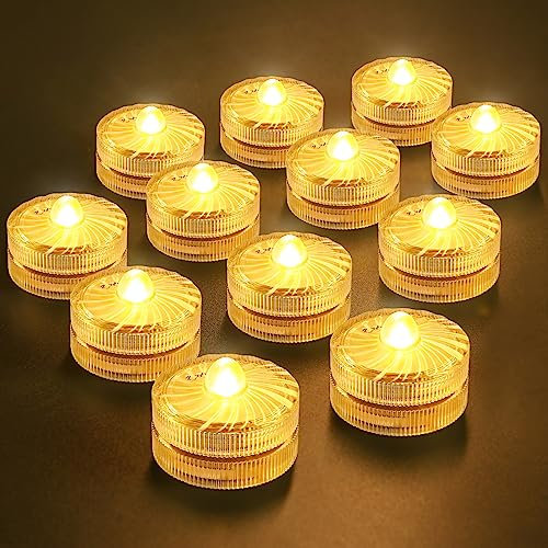 HL Candele a LED senza fiamma Tea Lights, mini luce subacquea, 100 ore di luci a LED per laghetto Luci decorative per laghetto, piscina, acquario, vaso, vasca da bagno, spa, festa, festival