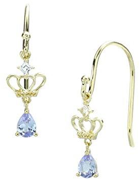 Epinki Echter Schmuck Ohrringe 14K Gold Au585, Krone Ohrhänger mit Tanzanite (Hell Lila, Tropfenschliff) Gelbgold Au585 Ohrringe Jugendstil Topas für Damen, Gold