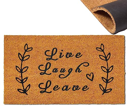 Assaoy Door Mat Outdoor Mats for Home Entrance,Live Laugh Leave Funny Doormats with Heavy Duty Backing,Floor Embroidered Mat Entrance Rubber Rugs Home Spring Decora Easy to Clean 30”x18”