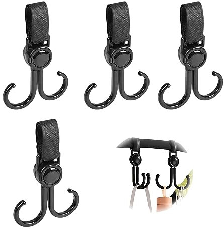 4PCS Kinderwagen-Haken, Kinderwagen-Clips Zum Aufhängen Von Taschen Und Einkaufen, Universelle Kinderwagen-Clips Für Taschen, Kinderwagen-Zubehör Für Mütter Und Lieblinge Der Eltern, Schwarz