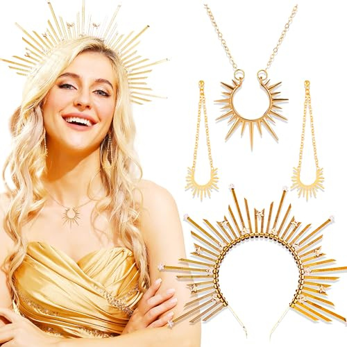 LaVenty Mond Elfenohren Haarband Witch Kostüm Krone Festival Haarschmuck Elf Halo Gothic Accessoires Headpiece