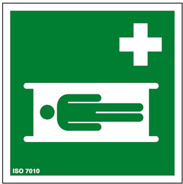 Rettungszeichen Krankentrage nach ISO lang nachleuchtend Kunststoffschild Beschilderung Infoschild Schild Hinweisschild
