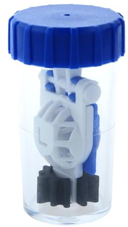 Antibakterieller Kontaktlinsenbehälter mit Körbchen für weiche Kontaktlinsen in Blau - Weiß