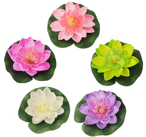 Ninfee Artificiali, Ninfee Artificiali Galleggiante, Galleggianti Fiori Artificiali Ninfee, 5 Pezzi Ninfea Artificiale, Galleggiante Stagno Decor Ninfea, Fiori Di Loto Galleggianti Per Laghetti