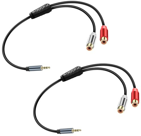 JSADZKJ 3,5 mm à RCA Y Splitter Câble Audio Stéréo - Double RCA Femelle Pour Casque, Téléphone Portable, MP3, Haut-Parleur Plat 2pcs