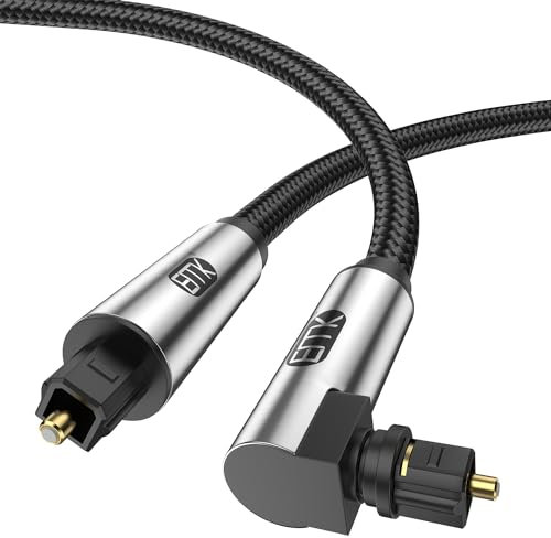 EMK Cavo ottico a 90 gradi per soundbar a TV, cavo audio ottico Toslink cavo ottico digitale audio ottico per soundbar, TV, Home Theater, lettore DVD (1,5 m)