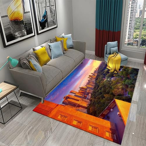 Blick Auf Die Straße Von New York, Blick Auf Die Stadt Bei Nacht Fußmatten 3D-Teppich Teppich Teppiche Wohnzimmer Fußmatte Plüsch Rutschfeste Stuhlmatte Badezimmer Teppich Bereich Teppich 100 X -6I3J4