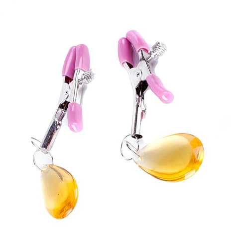 BUKYYY 2 Paar Brustwarzenklemmen aus Edelstahl verstellbare Brustwarzenklemmen für Männer und Frauen, weiche Gummi Nippelklemmen mit Glöckchen und Ketten, erotische Bruststimulation