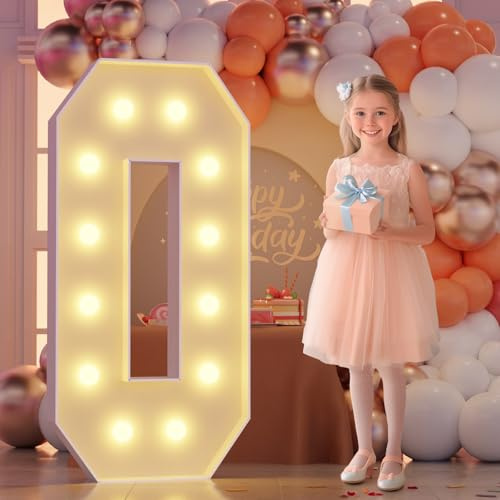 Rielmox Grandes lettres O lumineuses pour chapiteau de 1,2 m de haut, grandes lettres O pour chapiteau pour décoration de fête, anniversaire, mariage, fête prénatale, remise de diplôme, lumière
