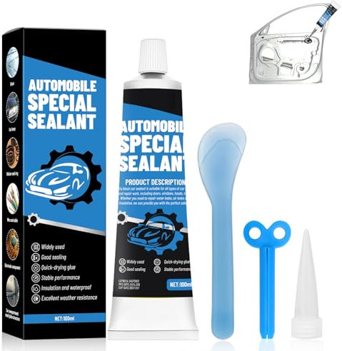 Allony Silicone Nero per Auto, Sigillante Vetri Auto,Stucco per Carrozzeria,Silicone Nero sigillante, Adatto per Carrozzerie, Parabrezza, Luci per Auto, ecc-100ml