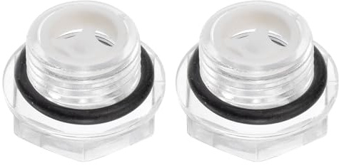QUARKZMAN 2Pz Vetro Spia Olio Compressore Aria M18 x 1.5mm Maschio Indicatore Livello Liquido Testa Esagonale Plastica Olio Vista O-Ring per Aria Compressore Raccordi, Trasparente