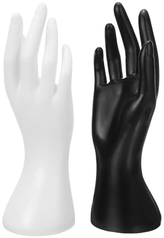 PATIKIL 2 Stück Hand Ringhalter, Hand Schmuckhalter Ring Display Ständer Schmuck Display Armband Display Schwere Stabile Basis für Raumdekoration, Schwarz Weiß