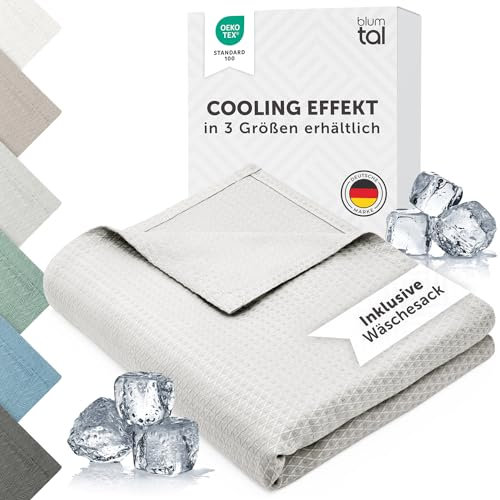 Blumtal Couverture rafraichissante 150x200 cm - Plaid certifiée Oeko-TEX en Fibre de Bambou - Couette ete Auto-rafraîchissante - Couette canapé Respirante - Couverture de qualité Premium - en Gris