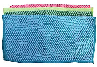 AUTSUPPL Fiber Cleaning Cloth and Mesh Scouring Pad Set 4pcs, Highly Absorbent Kitchen Towels Color Assortment, Sturdy Duster Cloths for Household and Kitchen Cleaning Random Color
