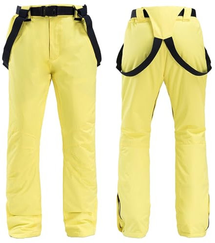 FGAQLUK Skihosen for Herren Und Damen, Skihosen for Erwachsene, wasserdichte Und Winddichte Skihosen, Warme Und Atmungsaktive Wintersportbekleidung(Gelb,XL)
