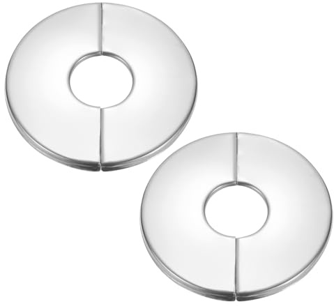 PATIKIL Rohrabdeckung Wand Split Flansch 25mm, 2 Stück Rohrmanschette Abdeckrosette Edelstahl Runde Selbstklebende Wasserhahn für Wandabdeckung Küchen Badezimmerarmaturen, Silber
