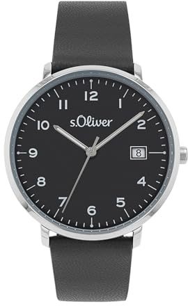 s.Oliver Armbanduhr Damen Quarzuhr Analog, mit Apfelleder Armband, Silber, 5 bar Wasserdicht, Kommt in Uhren Geschenk Box, 2038593