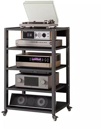 Tall AV Media Speaker Stand 5 Tier Home Audio Video Tower Rack for Stereo Receiver CD Player Turntable Amplifier Storage Shelf