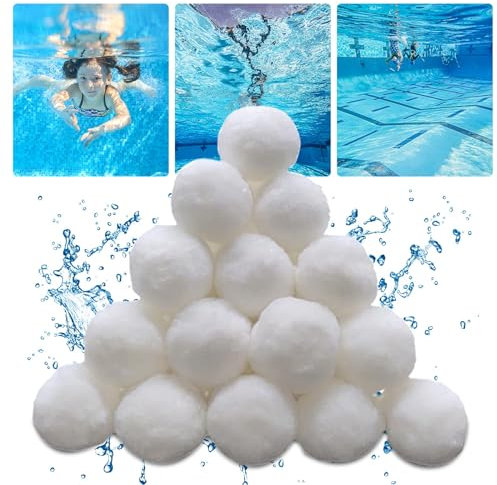 AnNissa 1300g Pool Filterbälle, Filterballs für Sandfilteranlagen Ersetzen 45kg Filtersand Pool, Extra Langlebige Filter Balls für Schwimmbad, Filterpumpe, Poolreinigung Zubehör (1300, Gramm)