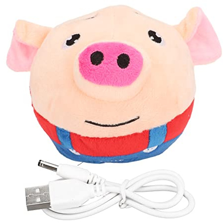 Husdjur Studsande Boll Usb Laddningsbar Interaktiv Tvättbar Tecknad Gris Plysch Ljud Elektronisk Hund Leksak Aktiv Rörlig Leksak Bollar Liten Söt Pipig för Valp