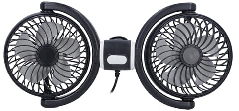 Fockety Ventilador USB para el asiento trasero del coche, ventilador de doble cabezal para niños, 360° giratorio potente ventilador para el reposacabezas trasero del vehículo SUV RV