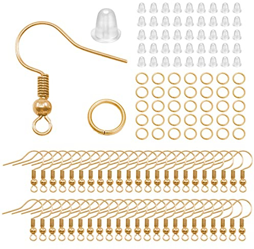 jiingekk Ganci per orecchini, kit da 300 pezzi per la creazione di orecchini con anello di salto e retro in gomma trasparente per gioielli fai da te