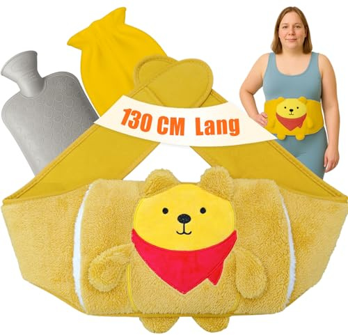 Wärmflaschengürtel 130cm, Vivandra Kuscheliges Bären-Design mit Extra Langer Wärmflasche Gürtel, Flauschigem Bezug und Wärmflasche – Ideal für Rücken, Bauch, Schulter, Nacken und Beine