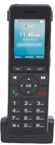 Fockety Schnurloses Telefon, 4G LTE WiFi VoIP-Heimtelefon mit 2,4 Zoll großem Display, großen Tasten, Bluetooth und Anrufer-ID-Ansage, Festnetztelefon für Zuhause, Büro, Geschäft (EU -Version)