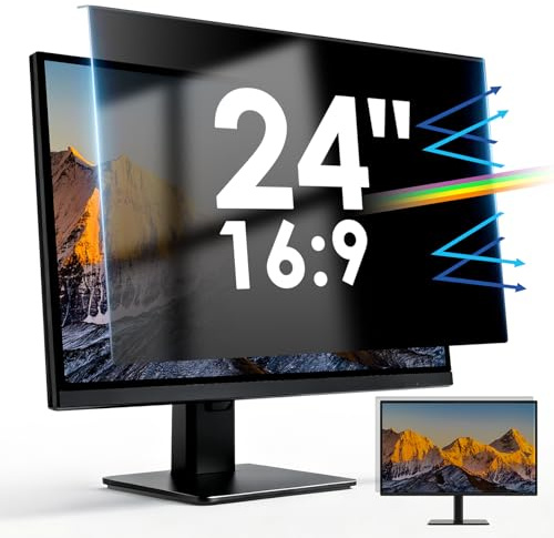 LAMA 24 Inch Removable Hanging Computer Privacy Screen Filter, 16:9 Universal Easy Installation Widescreen Monitor Protector, WxH: 540 x 340mm, Anti-Blue Light, Anti-Glare, Anti-UV