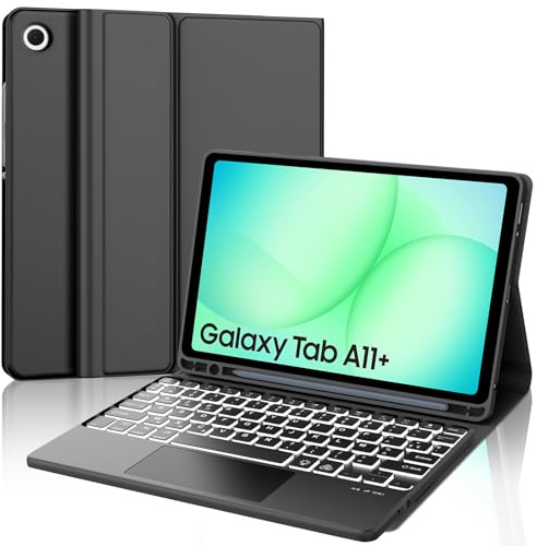 JADEMALL Clavier avec Touchpad pour Samsung Galaxy Tab A11 Plus 11 2025 | AZERTY Français Clavier Rétroéclairé Bluetooth Détachable avec Pavé Tactile pour Tablette Samsung Tab A11+ Plus 2025, Noir