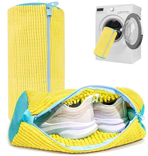 2PCS Washing Machine Bags for Trainers, Reusable Shoe Wash Bag with Zipper | Microfiber Lining | 360° Deep Clean | Anti-Tangle Mesh Laundry Bags for Trainers, Sneakers & Running Shoes