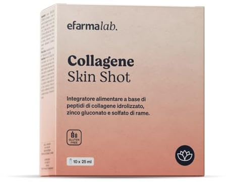 eFarmaLab Collagene Skin Shot Integratore di Collagene Per Pelle con Vitamina C ed E | 10 Flaconcini da 25ml | Made in Italy