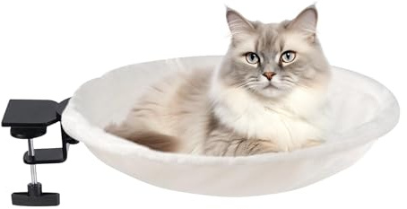 Lettino da scrivania per gatti, girevole a 180°, supporta fino a 22,7 kg, letto ergonomico per gatti per dormire e rilassarsi in soggiorno, camera da letto, posto di lavoro, davanzale, balcone o