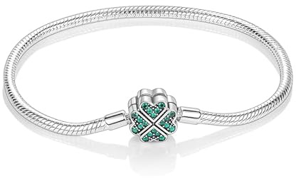 LMLMECREA 925 Sterling Silber Charm Armband Kompatibel mit Charms Anhänger | Charm Armband mit Verschluss,Schlangenkettchen,Lederarmband,Armreif,Länge 17-21cm,Bettelarmband für Damen,LMLMECREA Schmuck